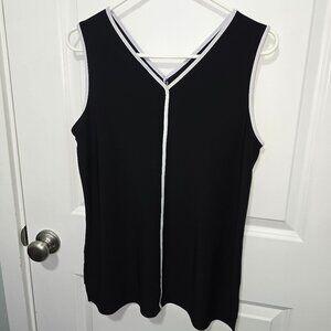 Anne Klein Blouse Black Gray Sleeveless Size Small Flowy Stretch